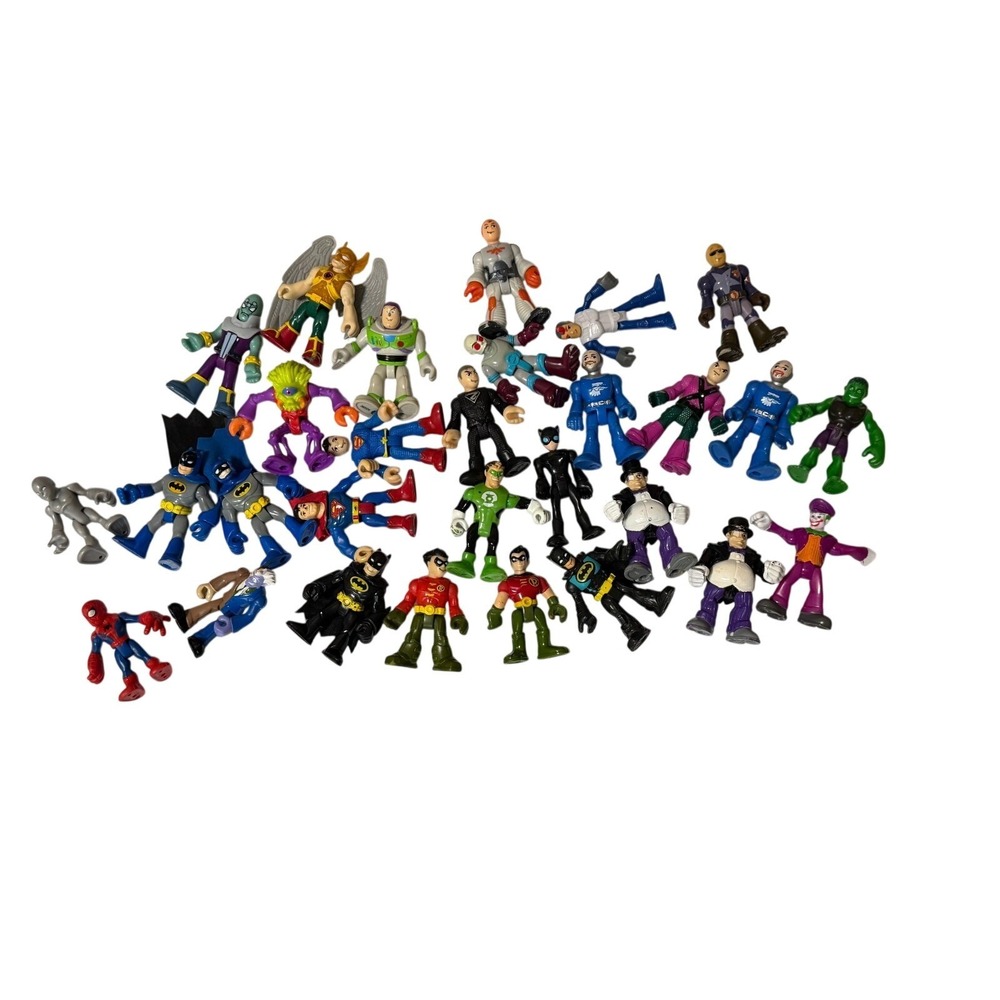 Imaginext DC Marvel Superhero Action Figure Lot 29pc Batman Spider-Man Joker